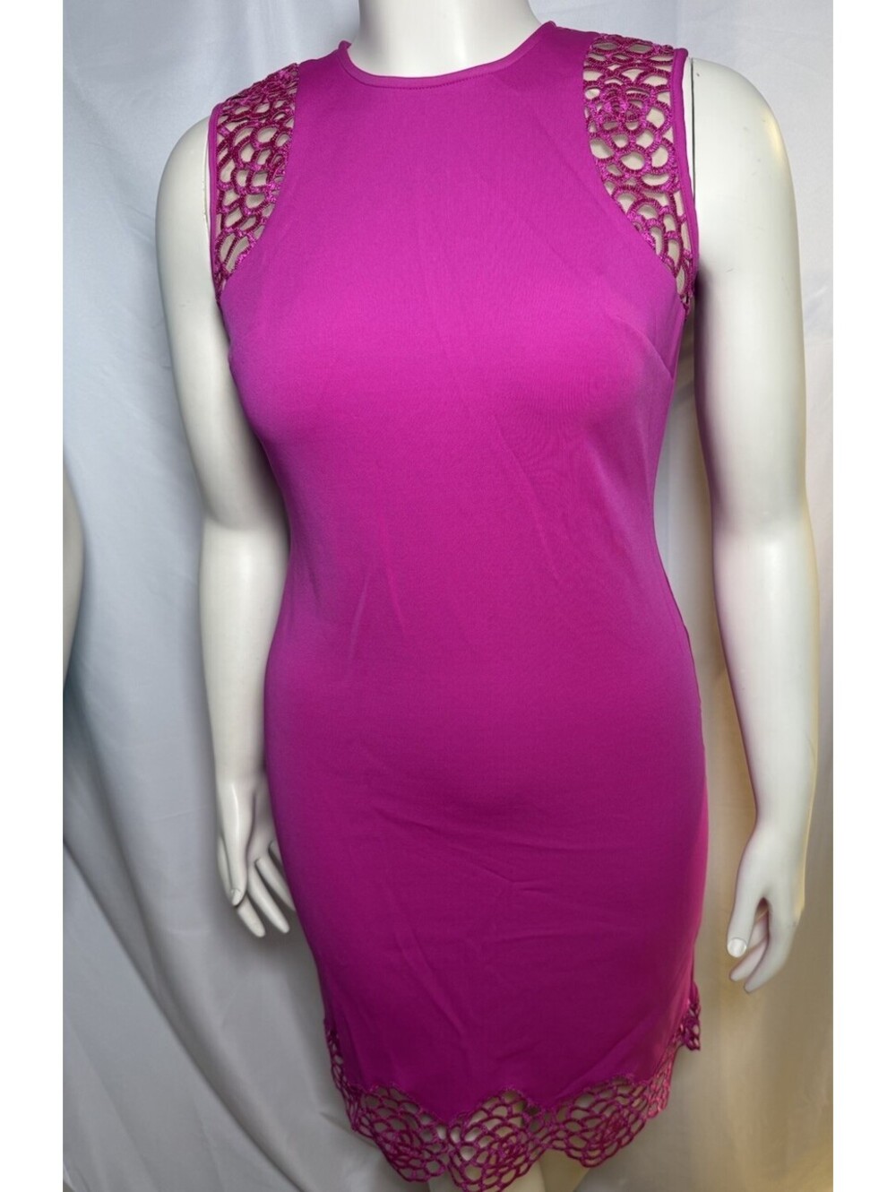 Maia Bodycon Crochet Lace Trim Barbiecore Party Dress Size 10